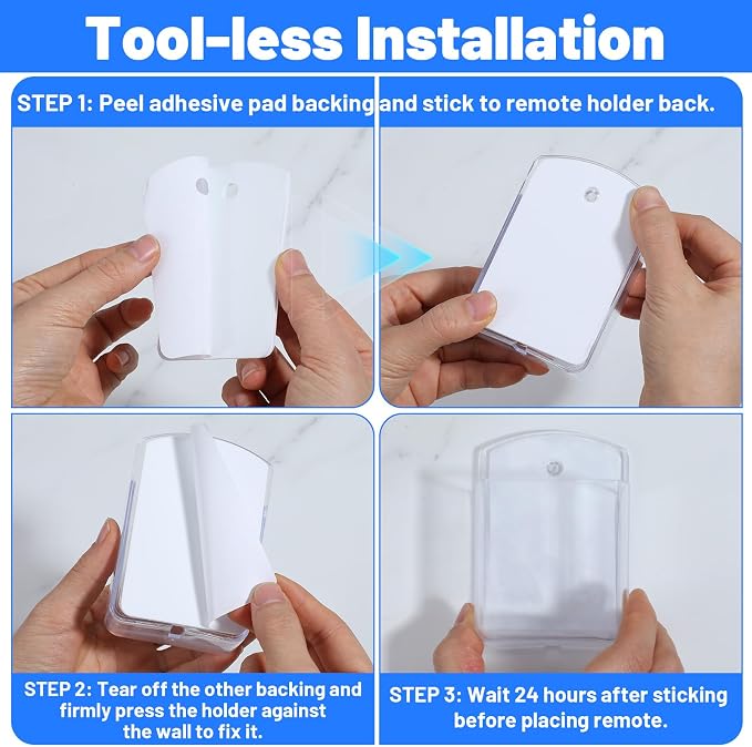 2-Pack Wall Holder for Remote Control, for TV & AC Remotes, No Drilling Required - Image 3