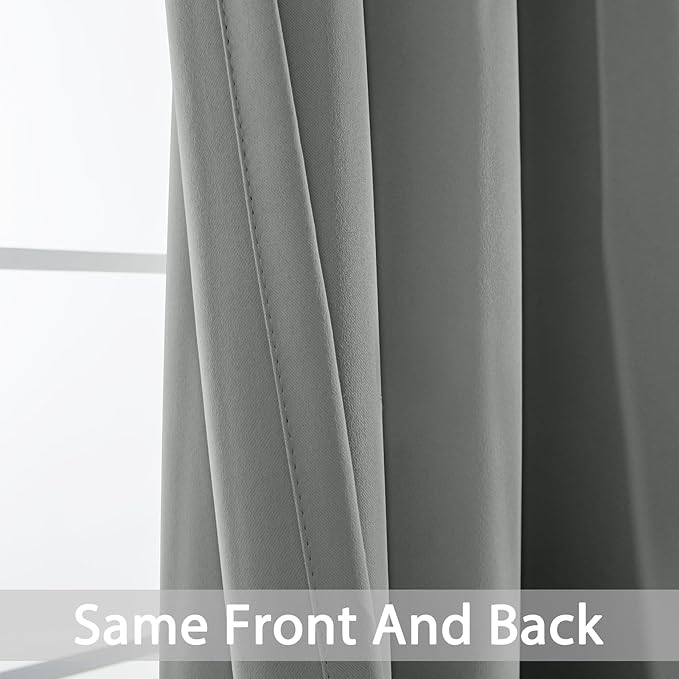 Yakamok Dove Grey Room Darking 108 Inch Length 2 Panel Sets for Livingroom Dining Room Darkening Thermal Insulated Bay Window Hotel Modern Elegant Black Out Sunblock Curtins/Bedroom,52 x 108 Inches