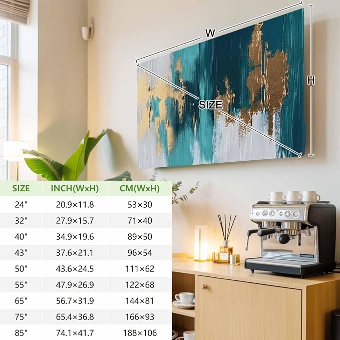 Blue Green Marble Texture Indoor TV Cover, Elastic TV Screen Protector Abstract - Image 3