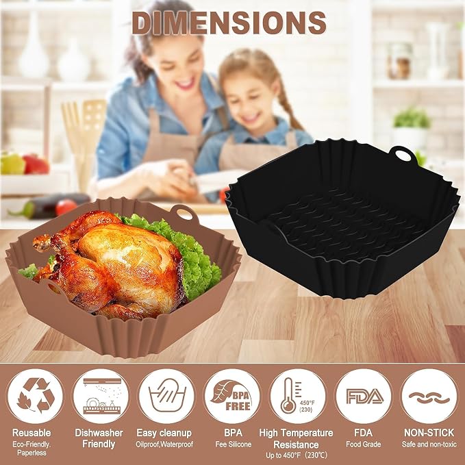 Boribim 2 PCS Square Silicone Air Fryer Liners - Image 10