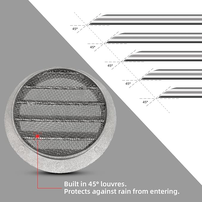 FRESH SPEED 6 inch Grey Round Metal Air Vent - Image 4