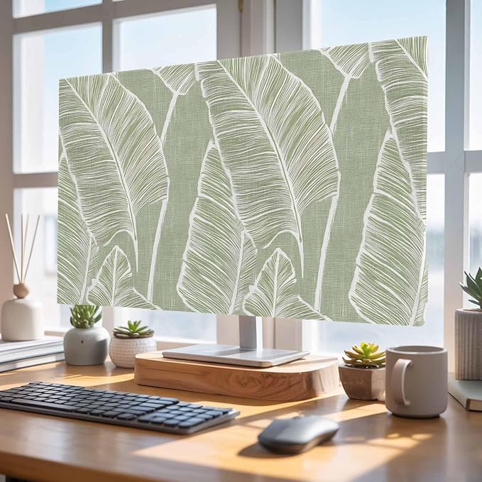 Tropical Plants Palm Leaf Indoor TV Cover, Elastic TV Screen Protector Retro by Unknown