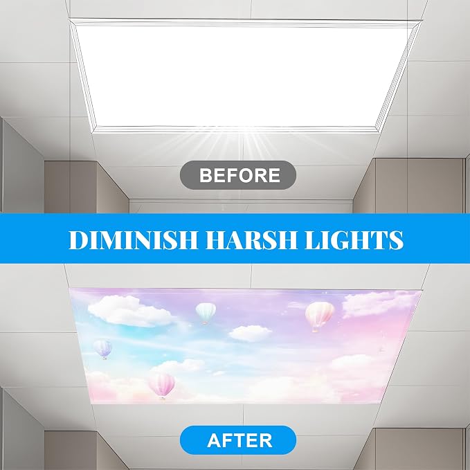 Fluorescent Light Covers-2 Pack 4 x 2 Feet Magnetic Ceiling Light Cover Room - Image 5