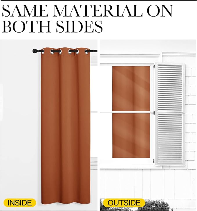 NICETOWN Burnt Orange Window Curtains Blackout Drapes, Thermal Insulated Solid Grommet Blackout Curtains/Draperies for Living Room (1 Pair, 29 by 45 inches)
