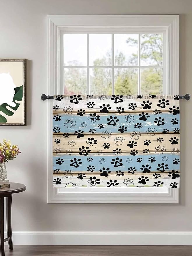Sheer Curtains 54 Inch Length, Vintage Farmhouse Rustic Wooden Grain Privacy - Image 2