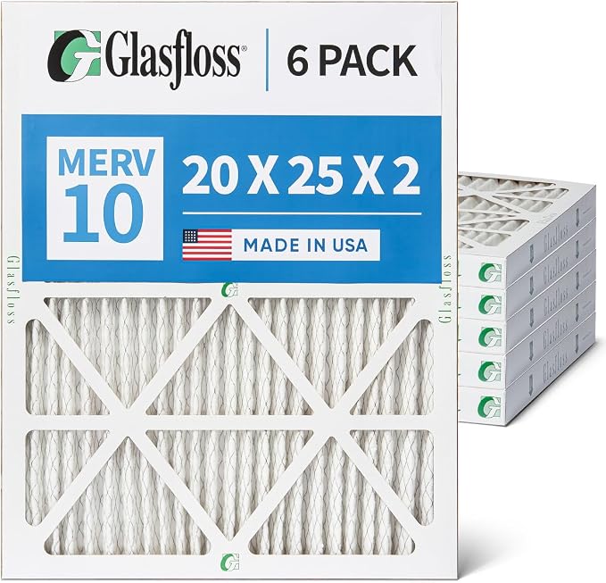Glasfloss 20x25x2 MERV 10 2" Inch Pleated Air Filters Box of 6. Actual Size: - Image 6