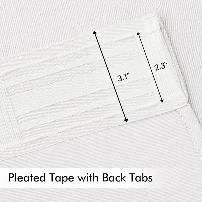 MIULEE Pure White Back Tab Blackout Curtains 108 Inch Long 2 Panels Set for Bedroom, Rod Pocket/Pinch Pleat Extra Long Thermal Insulated Living Room Darkening Pleated Light Blocking Drapes
