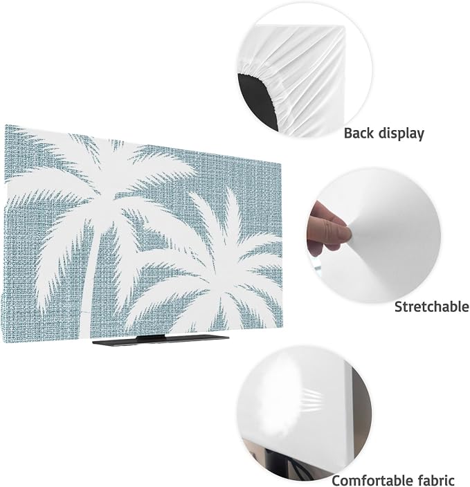 Summer Coastal Palm Tree Silhouette Indoor TV Cover, Elastic TV Screen - Image 7
