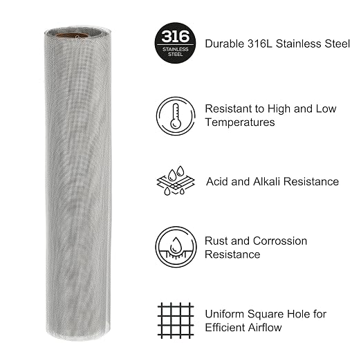 PATIKIL 40" L x 10" W Woven Wire Mesh, 40 Mesh 316L Stainless Steel Air Vent - Image 3