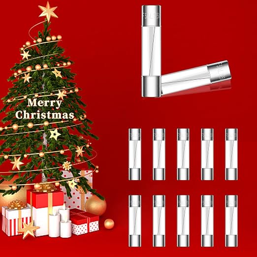 Tnisesm 20 Pcs Christmas Light fuses 3A 3.6x10mm 125V Fast Blow Glass Fuses - Image 5