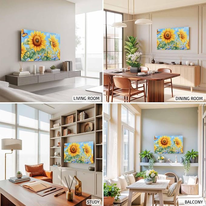 Watercolor Sunflower Butterfly Flower Leaves Indoor TV Cover, Elastic TV Screen - Image 5