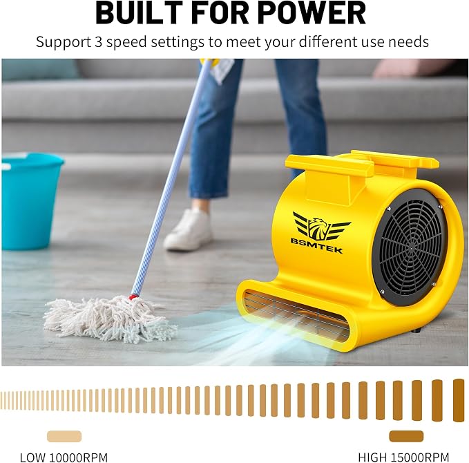 Air Mover Blower Fan, Industrial 1.5HP MAX10000CFM Monster Floor Blower Carpet - Image 7