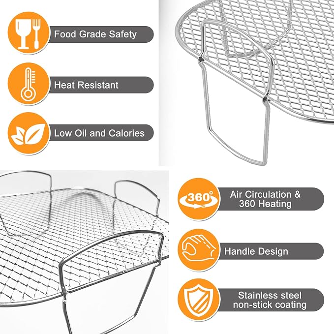 Air Fryer Basket for Nuwave Oven, Steel Grill Basket, Non-stick Mesh Basket Set - Image 6