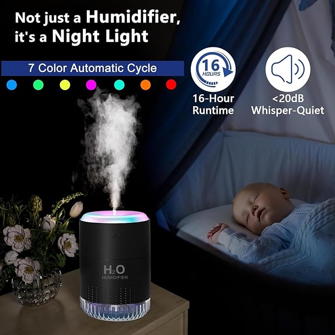 SZO Plant Humidifier Indoor, 500ml Black - Image 2