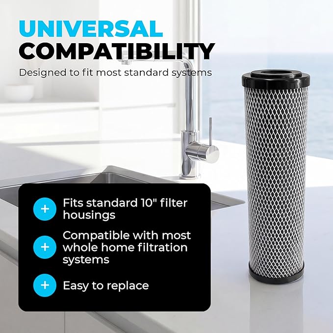 1 Micron 10" x 2.5" Activated Carbon Whole House Water Filter Replacement - Image 6
