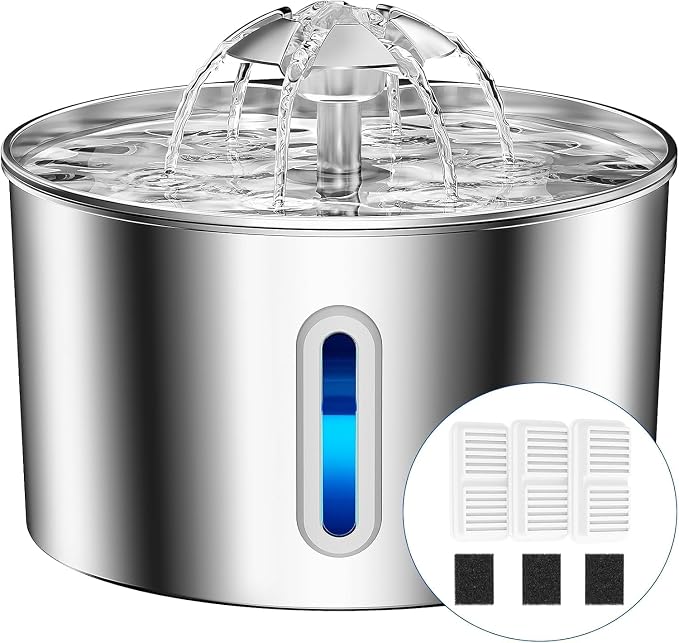 Cat Water Fountain Stainless Steel - 74oz/2.2L Automatic Large Pet Watering by CatWaterFountain