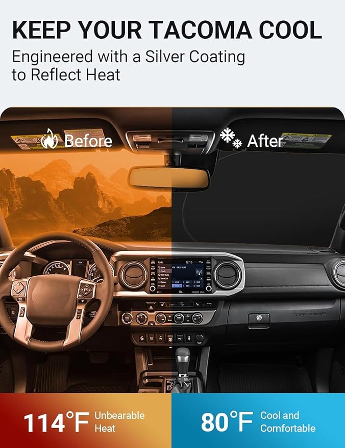 Proadsy 2026 Upgrade Front Windshield Sun Shade Foldable Sunshade Protector - Image 3
