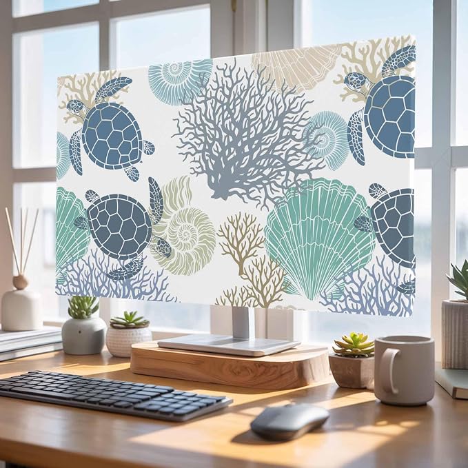 Summer Ocean Life Shell Turtle Coral Indoor TV Cover, Elastic TV Screen - Image 4
