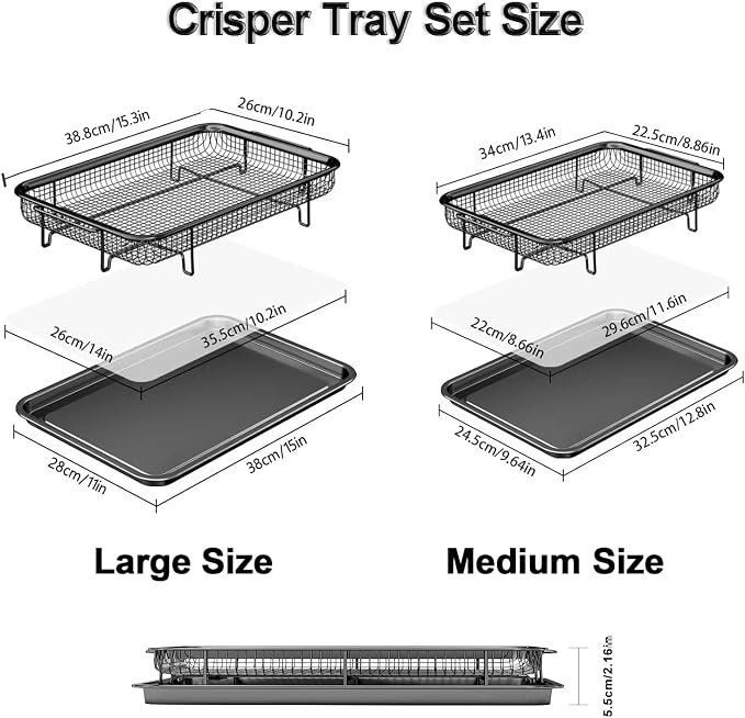 Air Fryer Basket for Oven, 2 Set Air Fryer Basket and Tray Set - Image 3