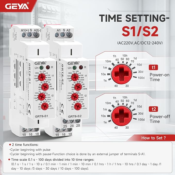Asymmetric Cycle Timer 1SPDT Relay 16A AC/DC12V-240V Electronic Repeat Relay - Image 2