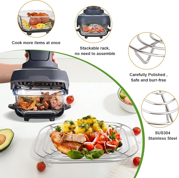 Crisper Rack for Ninja Crispi Air Fryer FN101, Stainless Steel Air Fryer Grill - Image 5