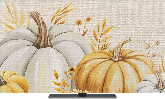 Thanksgiving Yellow Pumpkin Indoor TV Cover, Elastic TV Screen Protector Autumn - Image 2