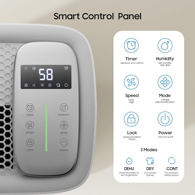 6500 Sq.Ft Dehumidifier for Basement Home, ANDTE 120 Pints Large Room - Image 4