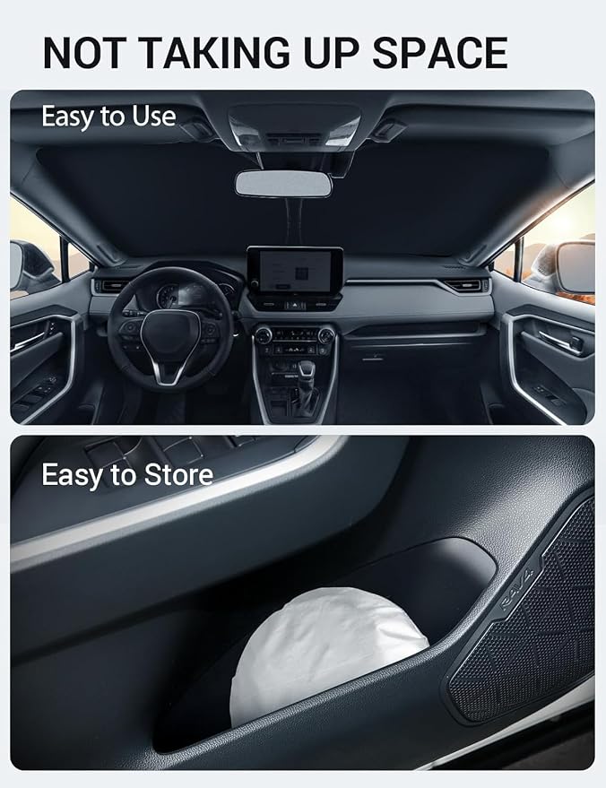 Proadsy Windshield Sun Shade for Cadillac CT4 2020-2026 Foldable Front Sunshade - Image 8