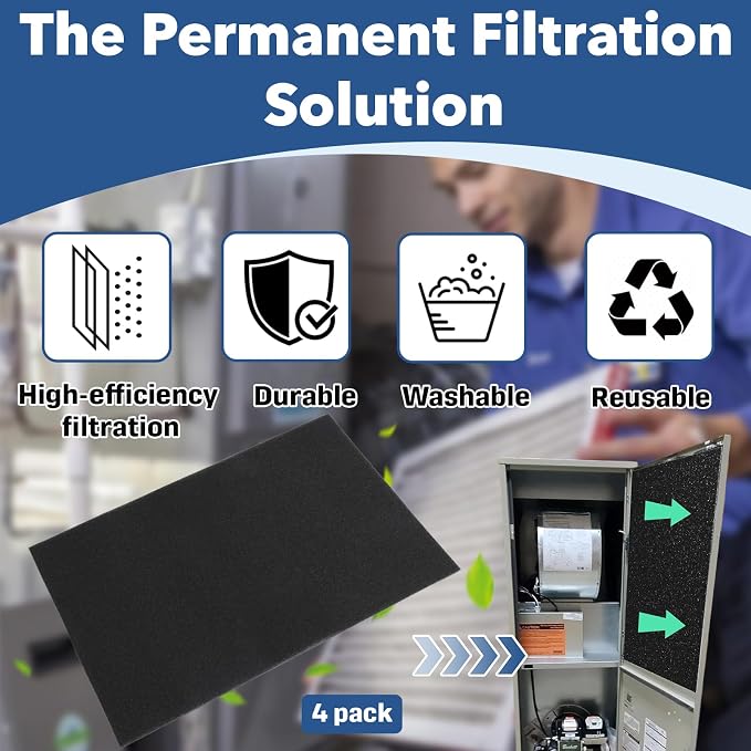 4-Pack 16" x 26" x 1/4" Mobile Home Furnace Door Foam Filter, Vacuum Sealed - Image 4