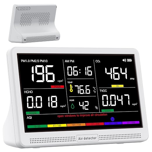 bonoch Upgrade Extended 12-Hour Battery Life 16 in 1 Air Quality Monitor Indoor by bonoch