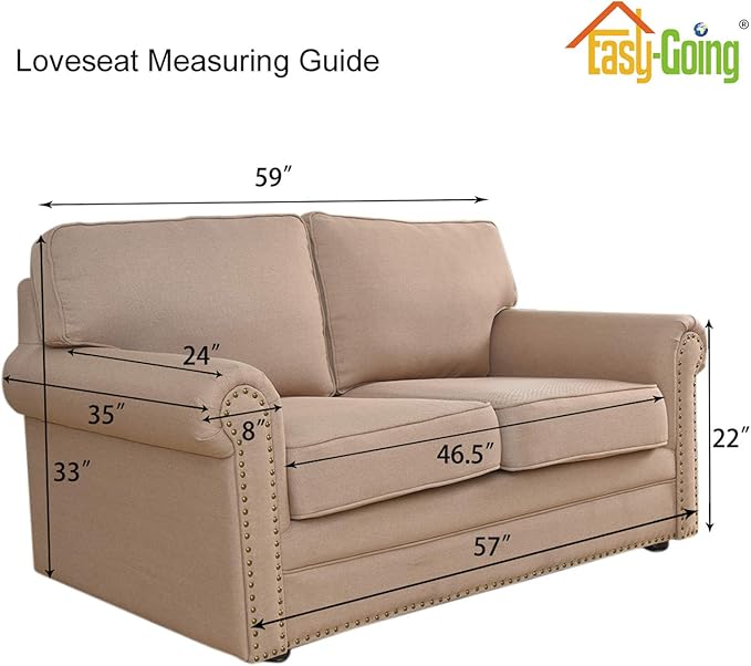 Easy-Going Stretch Loveseat Slipcover 1-Piece Sofa Cover Furniture Protector Couch Soft with Elastic Bottom for Kids Polyester Spandex Jacquard Fabric Small Checks (Loveseat, Grey)