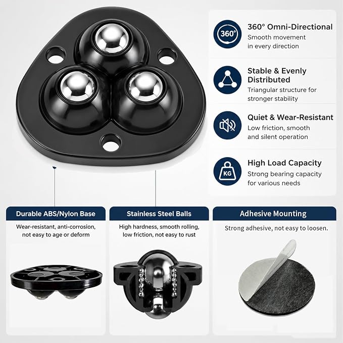 Self Adhesive Caster Wheels 4-Pack - Image 7