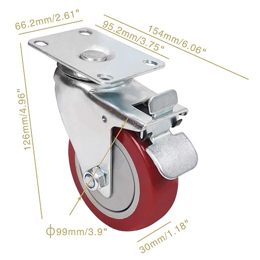 Sound Town 4 Pack 4” Swivel Caster Wheels - Image 6