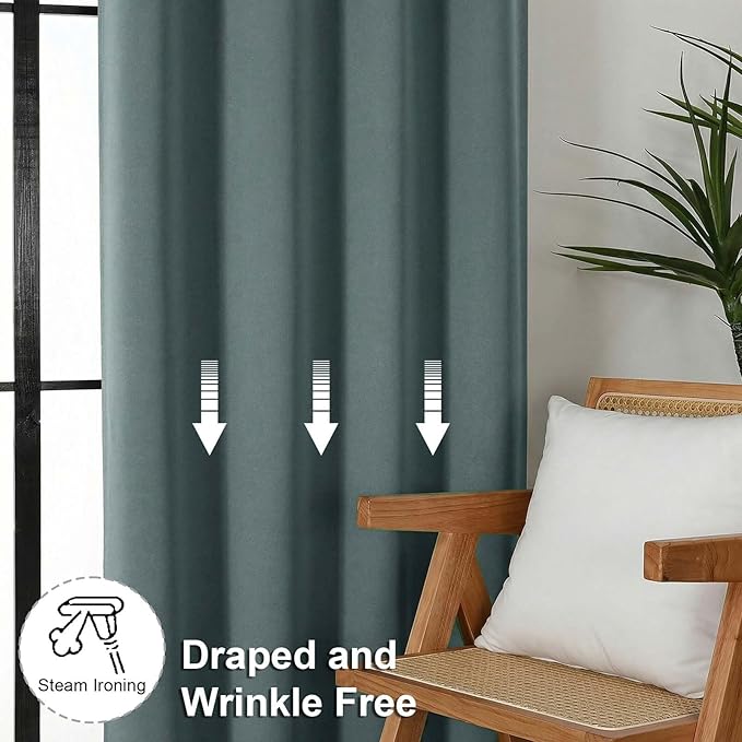 Simplebrand Ava Dark Green Short 36 Inches Blackout Curtain 2 Panels Set, Half Window Rod Pocket Privacy Curtain Tiers for Kitchen, Curtains Blackout for Bathroom Shades, W40 x L36 Inch, Dark Green