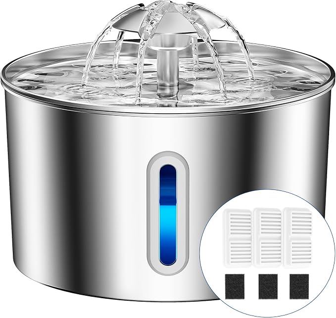 Cat Water Fountain Stainless Steel - 108oz/3.2L Automatic Large Pet Watering by CatWaterFountain
