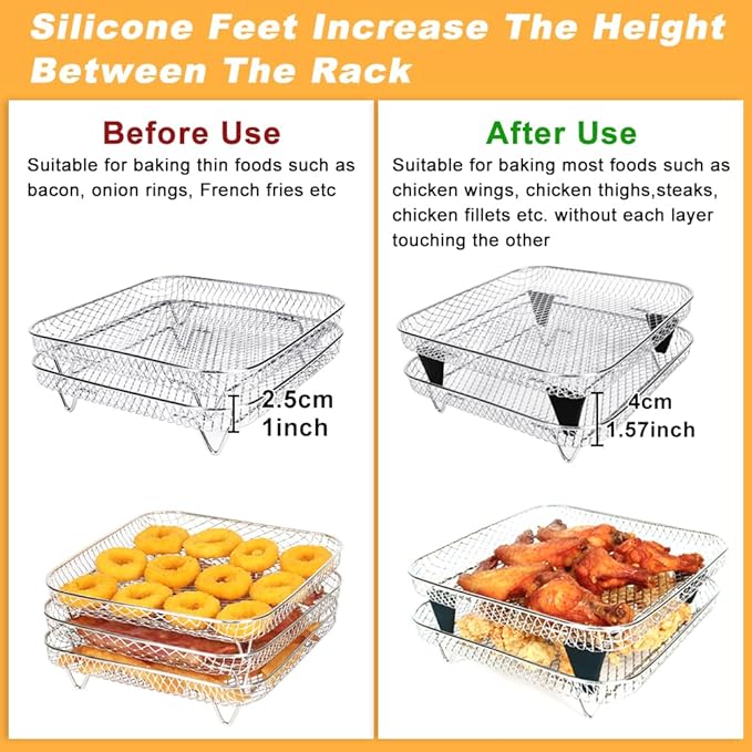 BYKITCHEN 8 inch Square Air Fryer Rack, Square Air Fryer Accessories - Image 6
