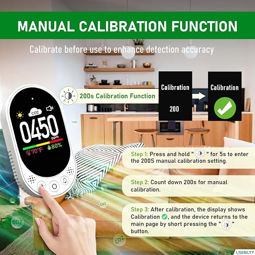 LSENLTY Upgraded CO2 Detector Plug in Wall Design, 3 in 1 Air Quality Detector - Image 6