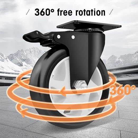 Casters, Top Plate Swivel Wheels, Locking Casters - Image 3