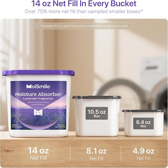 Large Moisture Absorber Buckets, 14 oz Each, Lavender Scent, 3 Pack | 14 oz Net - Image 4