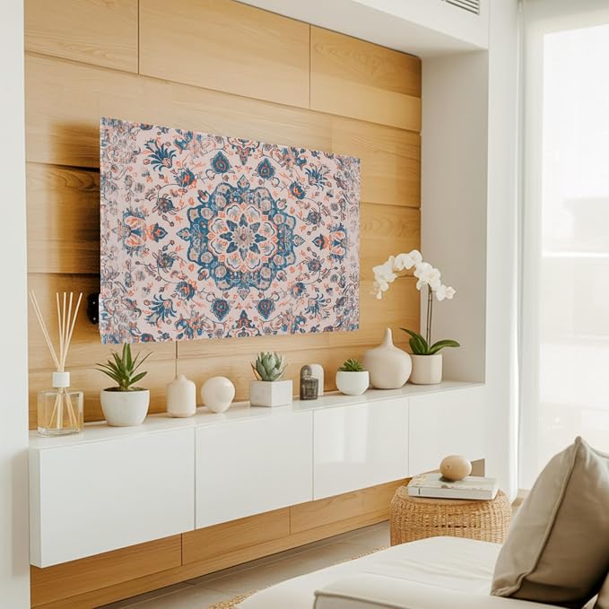 Vintage Ethnic Flower Texture Indoor TV Cover, Elastic TV Screen Protector - Image 2