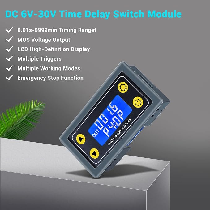 Icstation 12V Timer Relay with MOS Voltage Output Cycle Timer LCD Display 10A - Image 2