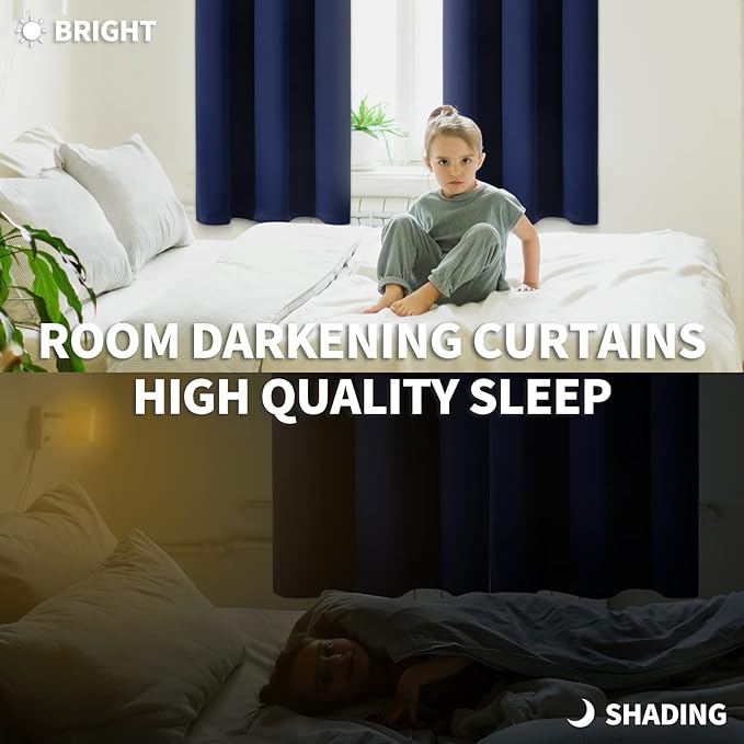 BGment Blackout Curtains - Grommet Thermal Insulated Room Darkening Bedroom and Living Room Curtains, Set of 2 Panels (52 x 108 Inch, Navy)
