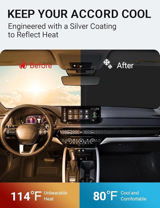 Proadsy Windshield Sun Shade for Honda Accord 2023-2025 2026 4-Layer Foldable - Image 3