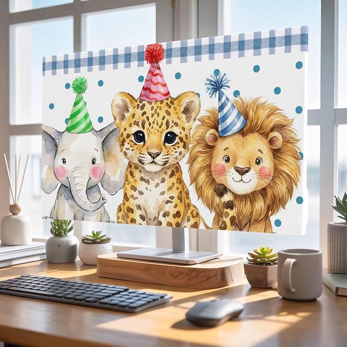Cartoon Elephant Lion Leopard Indoor TV Cover, Elastic TV Screen Protector Cute - Image 4