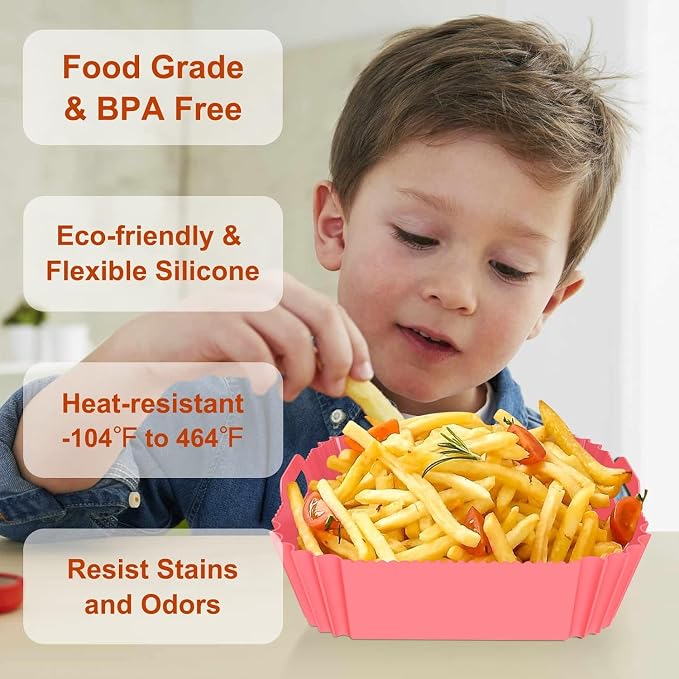 3 Pcs Silicone Air Fryer Liners Square Airfryer Liners 4-7 QT 7.1 Inch Reusable - Image 3