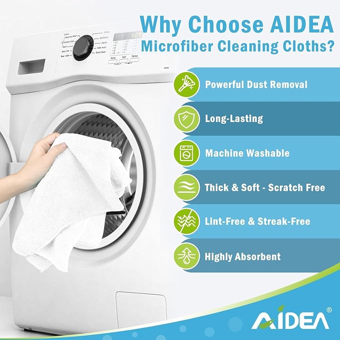 AIDEA Microfiber Cleaning Cloth White-600PK, Soft Microfiber Towels - Image 3