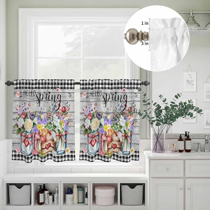 Spring Flowers Kitchen Curtains Set 3 Piece - Image 5