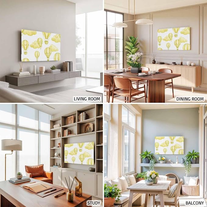 Abstract Yellow Hot Balloons Clouds Indoor TV Cover, Elastic TV Screen - Image 5