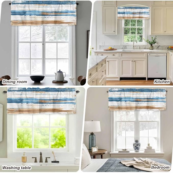 Vintage Blue Valances for Windows, 1 Panel - Image 7