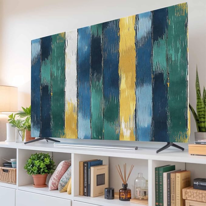 Abstract Color Splicing Ombre Art Indoor TV Cover, Elastic TV Screen Protector by Unknown